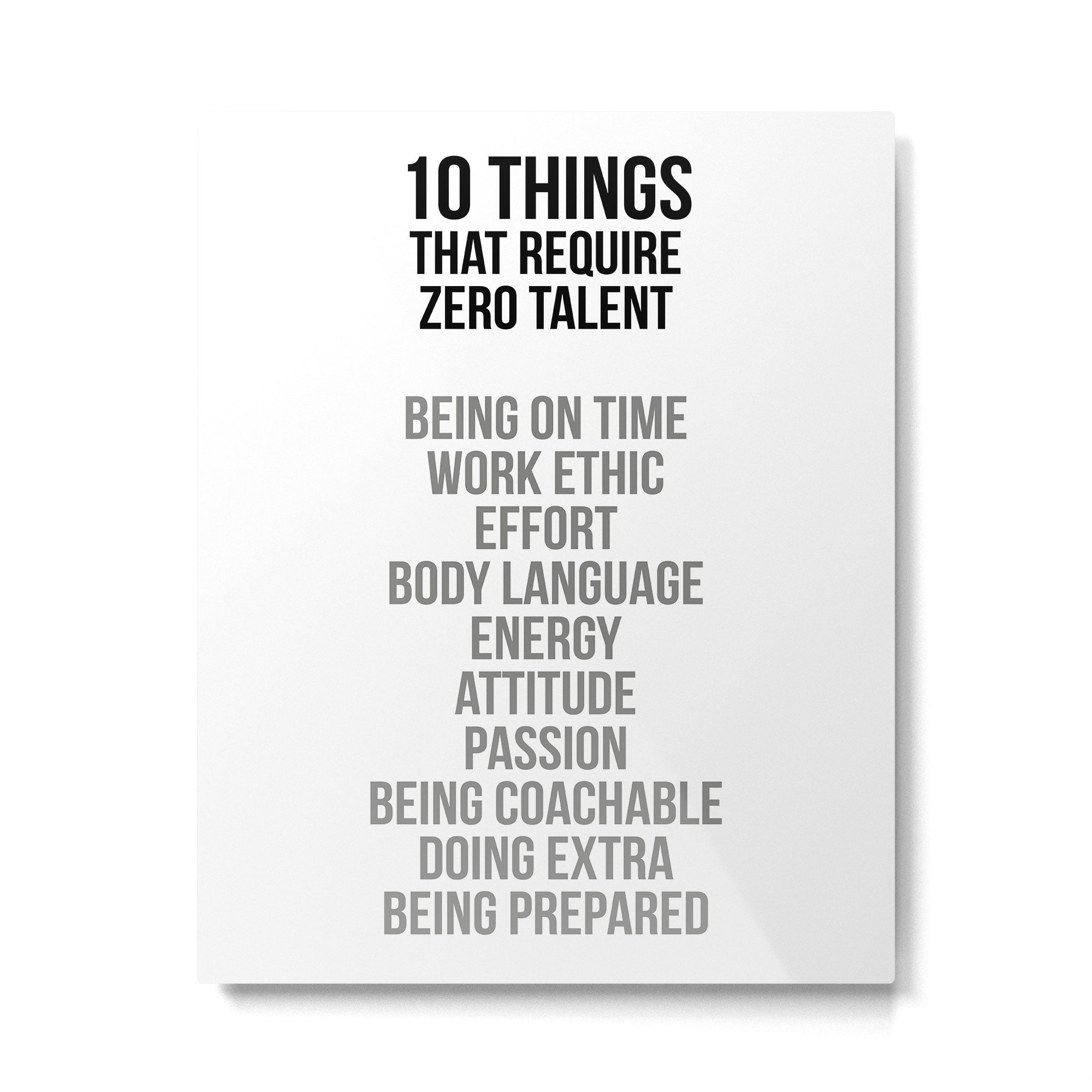 Ten Things That Require Zero Talent, Office Decor, Office Wall Art Metal Print Gallery Image 4