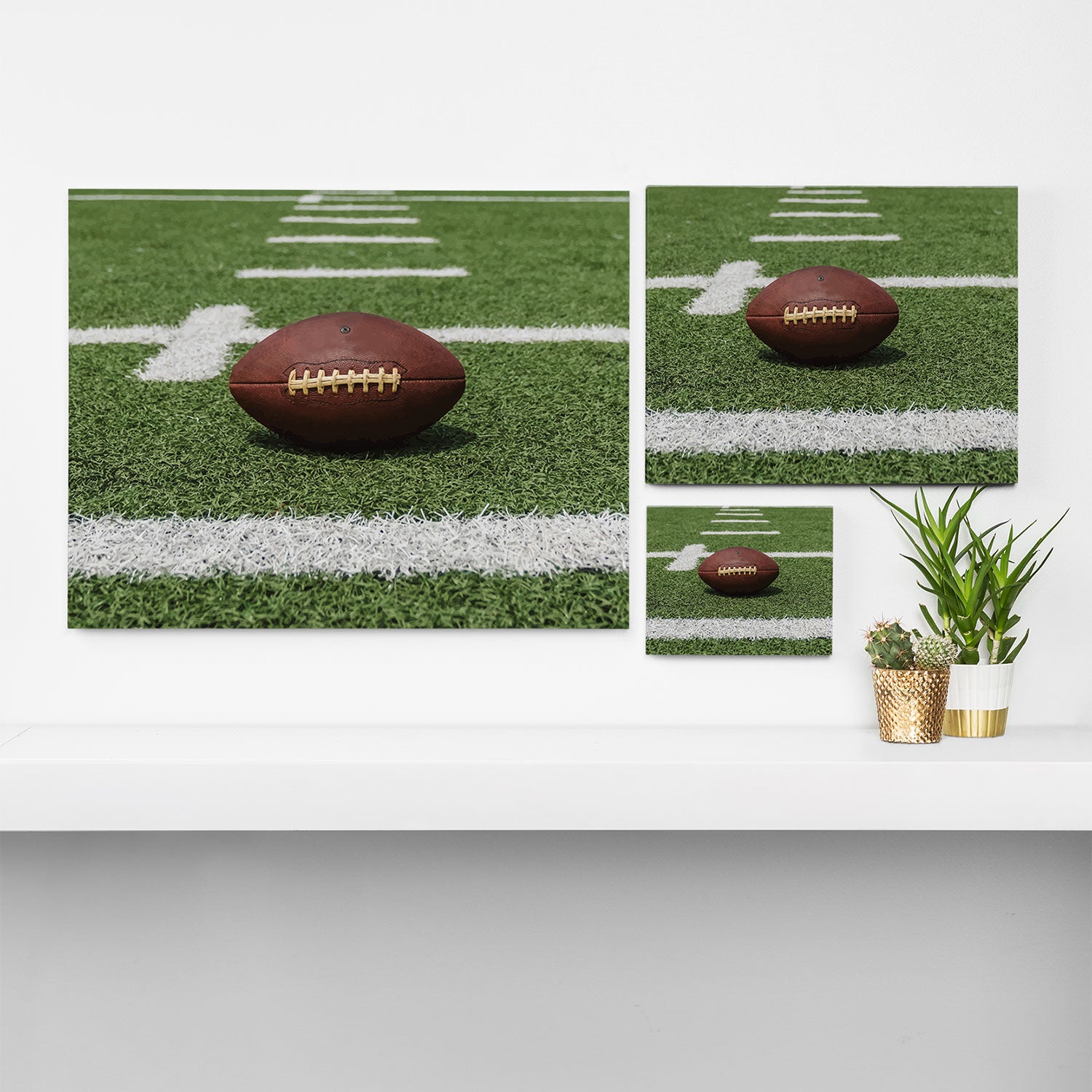 American Football Court with ball on Gras Canvas Print Gallery Image 3
