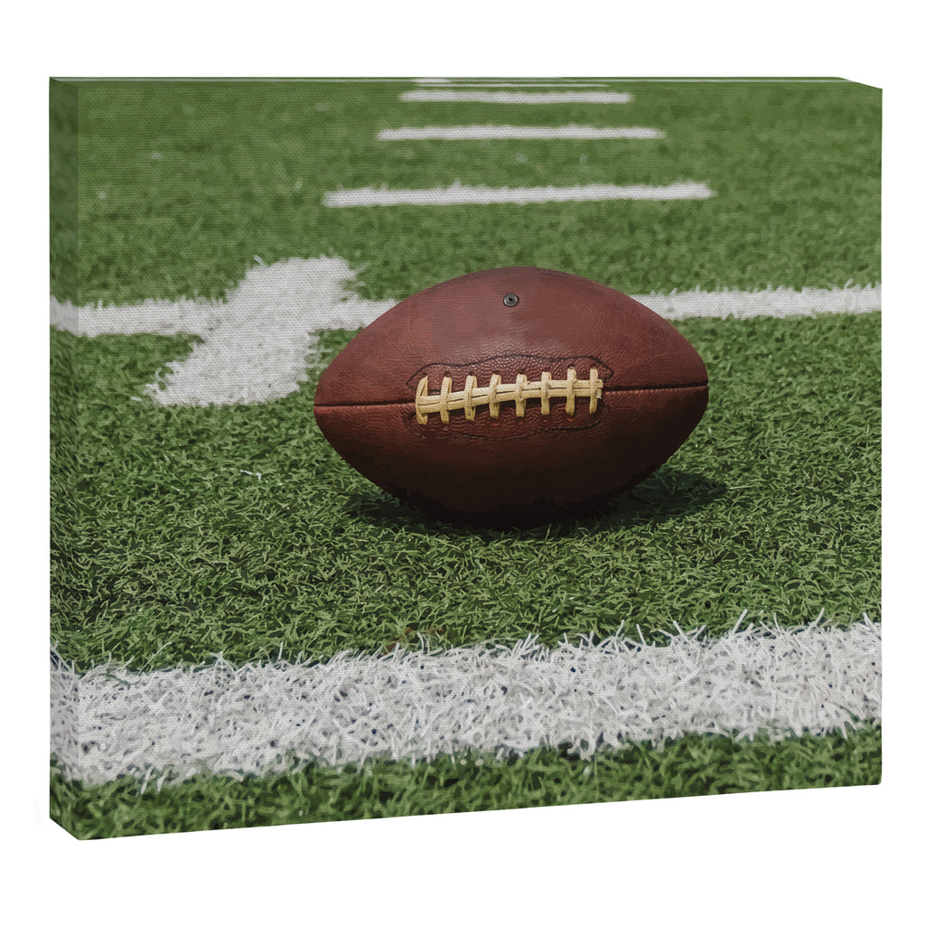 American Football Court with ball on Gras Canvas Print Gallery Image 3