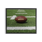 American Football Court with ball on Gras Framed Canvas Print Gallery Image 3