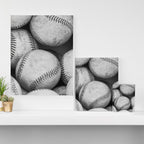 Baseballs Black & White Graphic Illustration Design Canvas Print Gallery Image 3