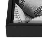 Baseballs Black & White Graphic Illustration Design Framed Canvas Print Gallery Image 3