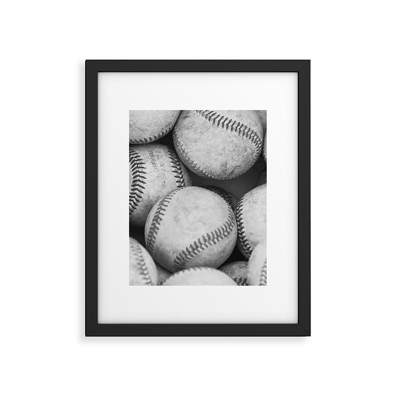 Baseballs Black & White Graphic Illustration Design Framed Art Print Gallery Image 4