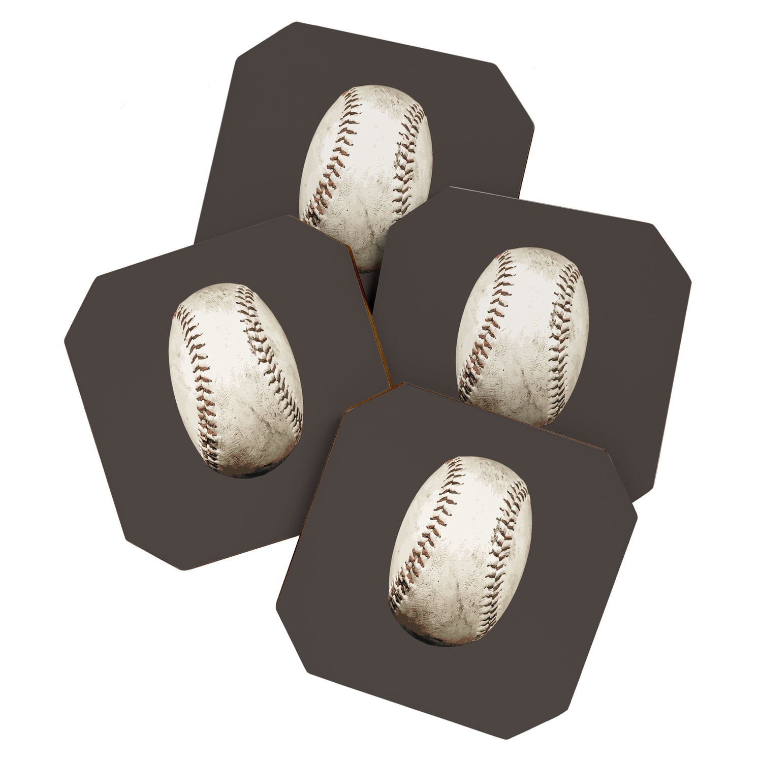 Big Baseball Illustration brown Coaster Gallery Image 1