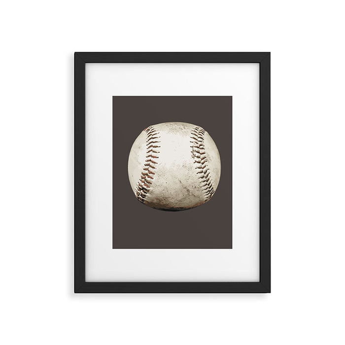 Big Baseball Illustration brown Framed Art Print Gallery Image 1