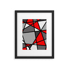 Triangels Geometric Lines red - grey - white Framed Art Print Gallery Image 5