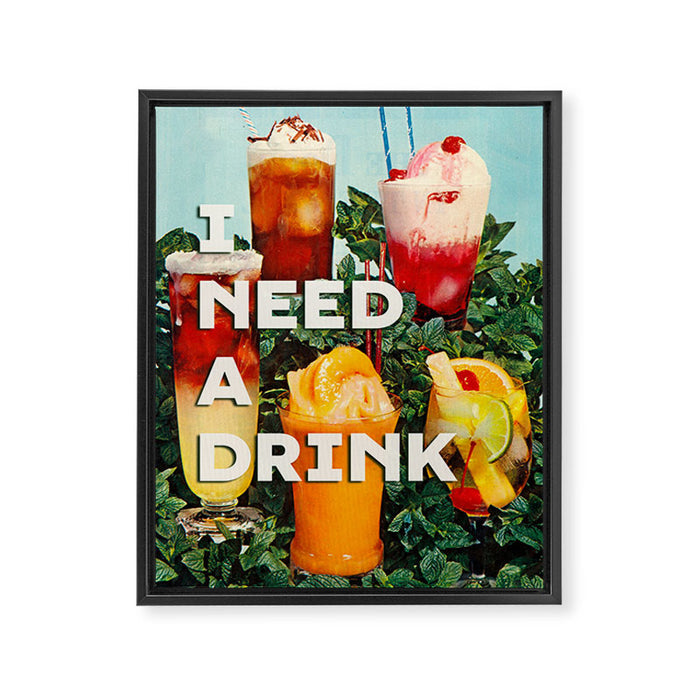 I need a drink (Cocktail time!) Framed Canvas Print Gallery Image 1