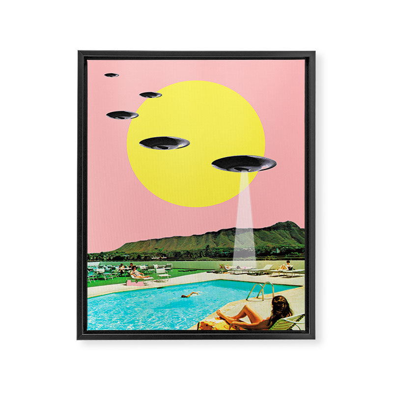 Invasion on vacation (UFO in Hawaii) Framed Canvas Print Gallery Image 3