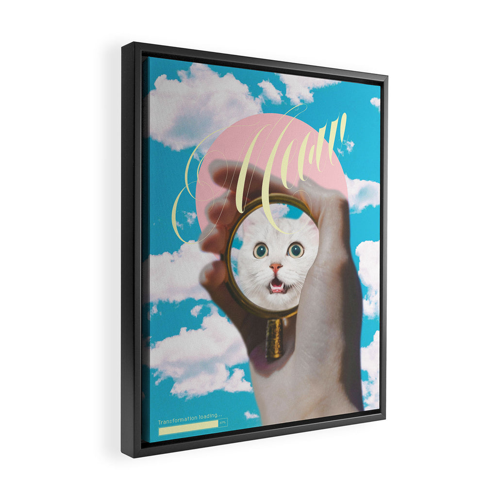 Meow // Cat Transformation Framed Canvas Print Gallery Image 2
