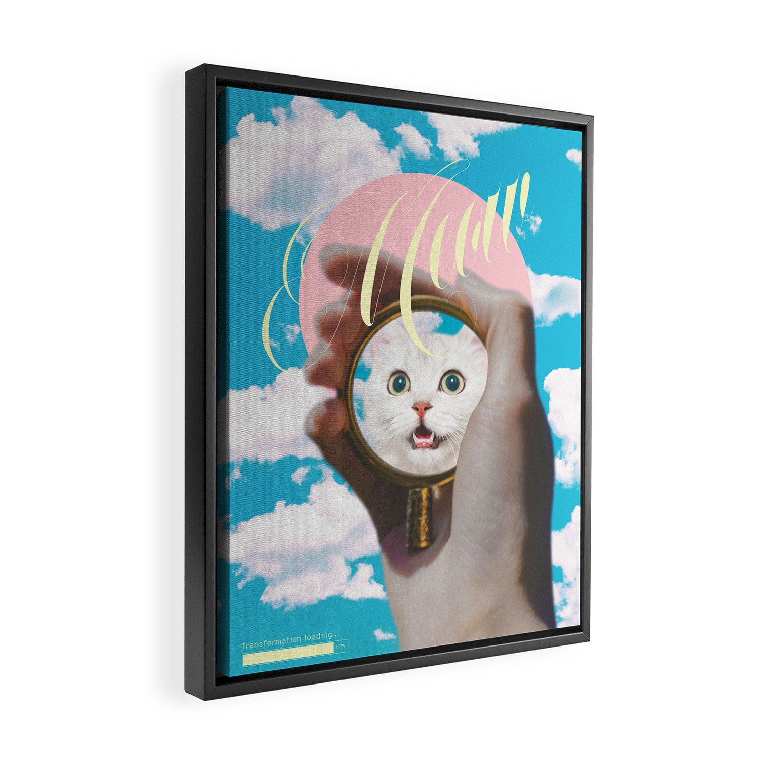 Meow // Cat Transformation Framed Canvas Print Gallery Image 2