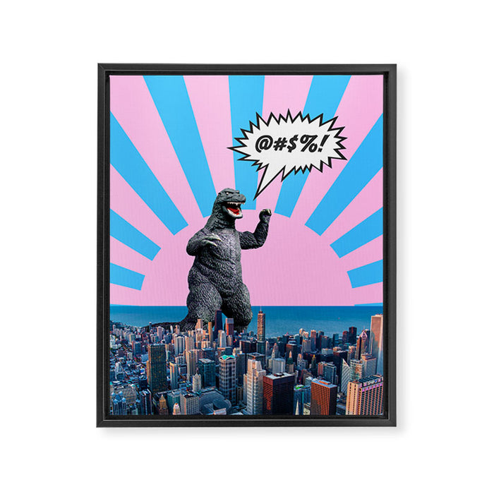 Monster in Town (@#%!) Framed Canvas Print Gallery Image 1