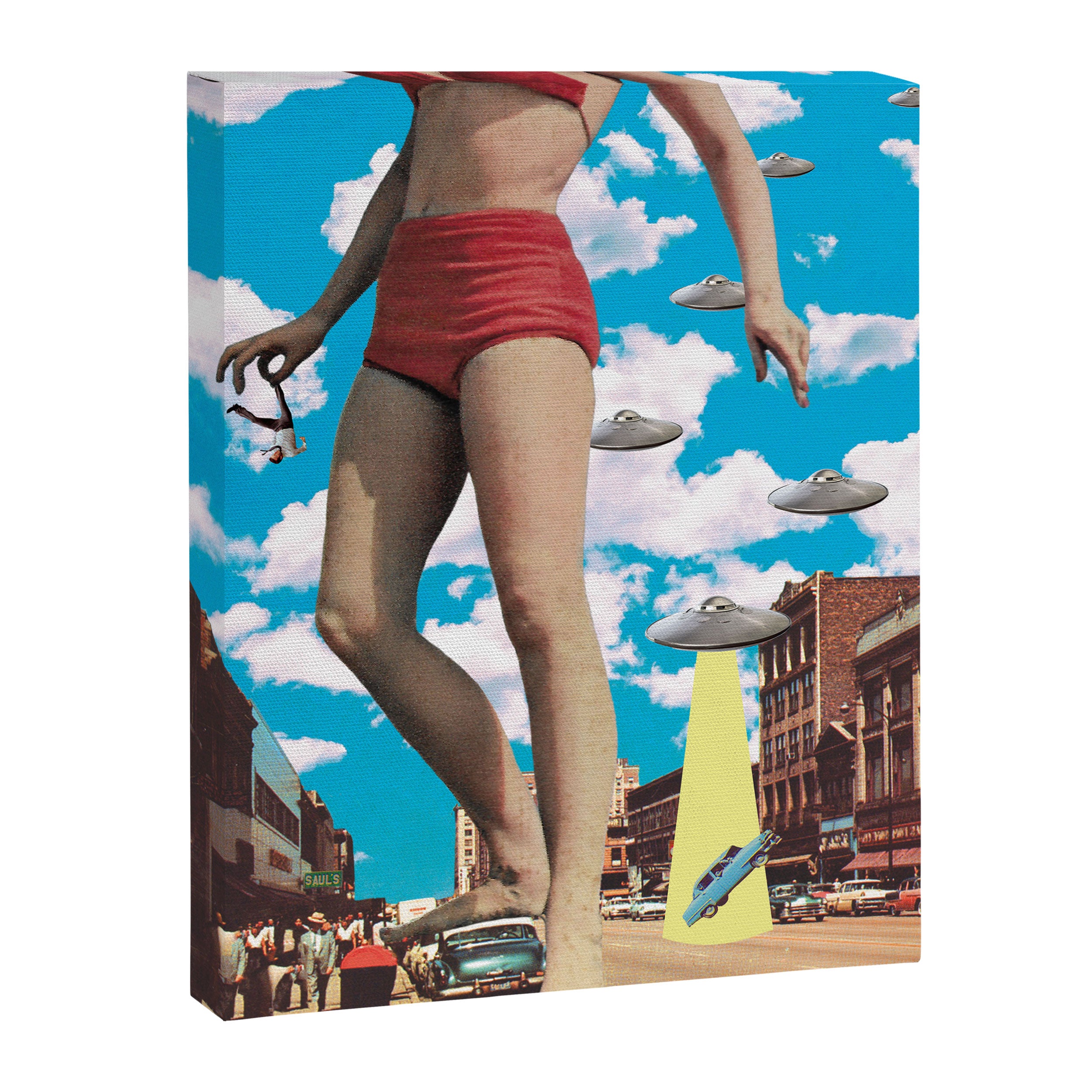 She's arrived (Giant woman & UFO) Canvas Print Gallery Image 6