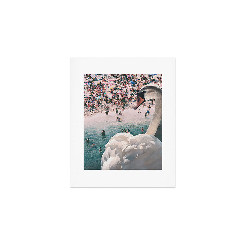 Swan on the Beach Art Print Gallery Image 1