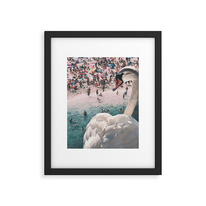 Swan on the Beach Framed Art Print Gallery Image 1
