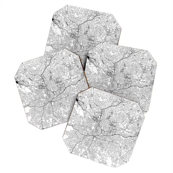 Atlanta White Map Coaster Gallery Image 1