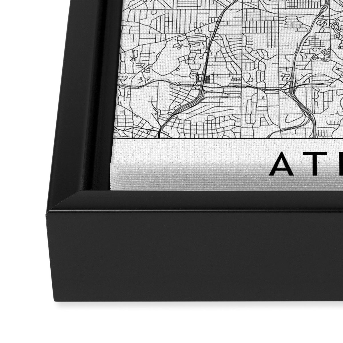 Atlanta White Map Framed Canvas Print Gallery Image 3