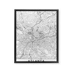 Atlanta White Map Framed Canvas Print Gallery Image 6
