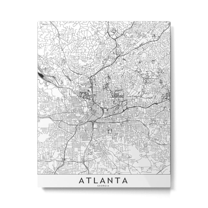 Atlanta White Map Metal Print Gallery Image 1