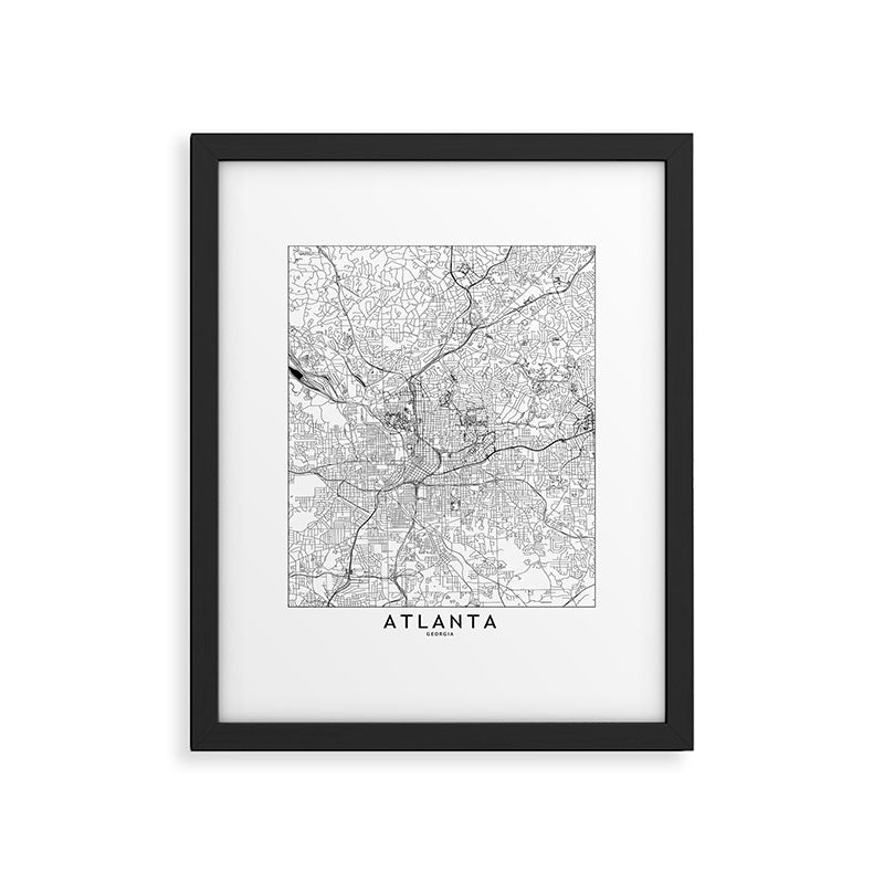 Atlanta White Map Framed Art Print Gallery Image 5