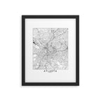 Atlanta White Map Framed Art Print Gallery Image 5