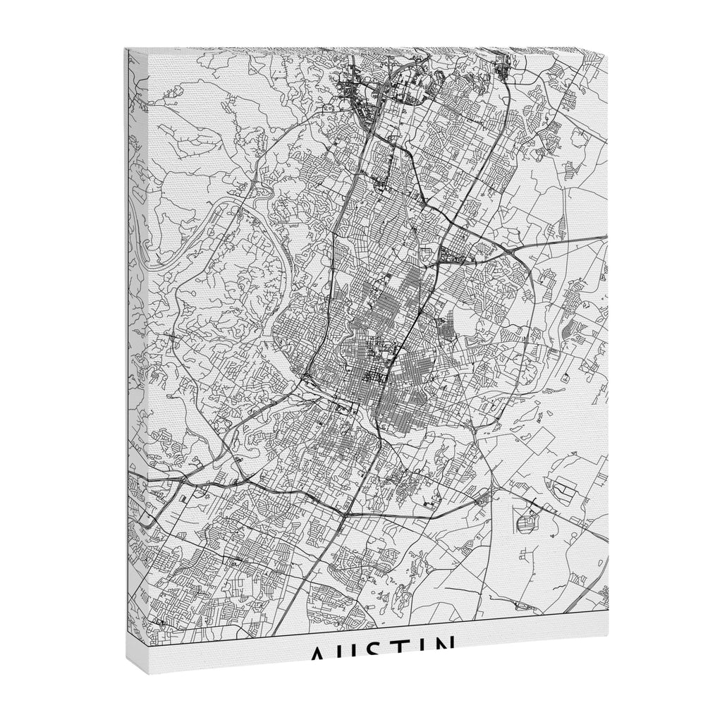 Austin White Map Canvas Print Gallery Image 6