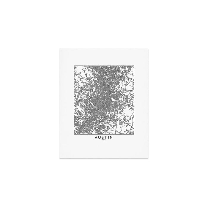 Austin White Map Art Print Gallery Image 1
