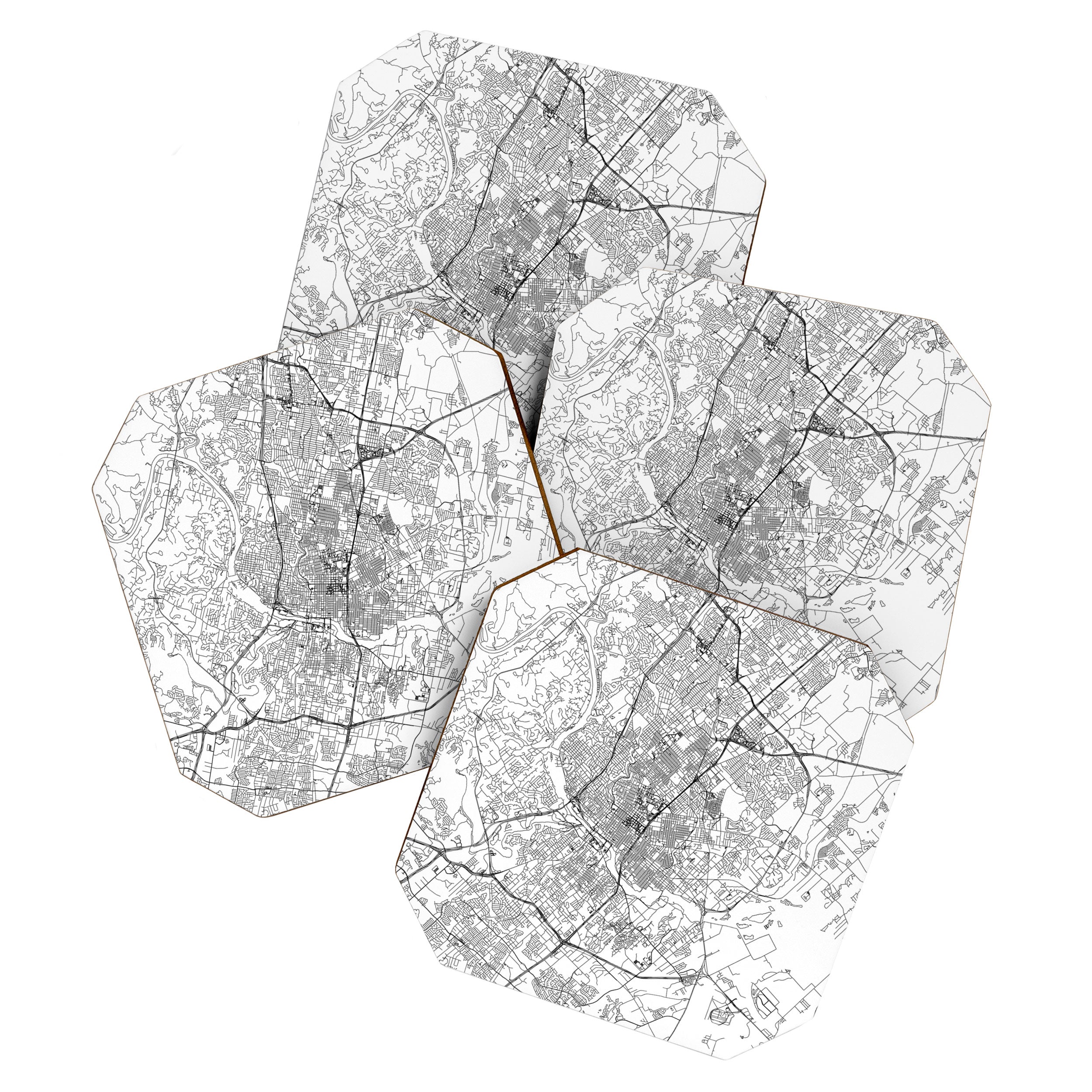 Austin White Map Coaster Gallery Image 1