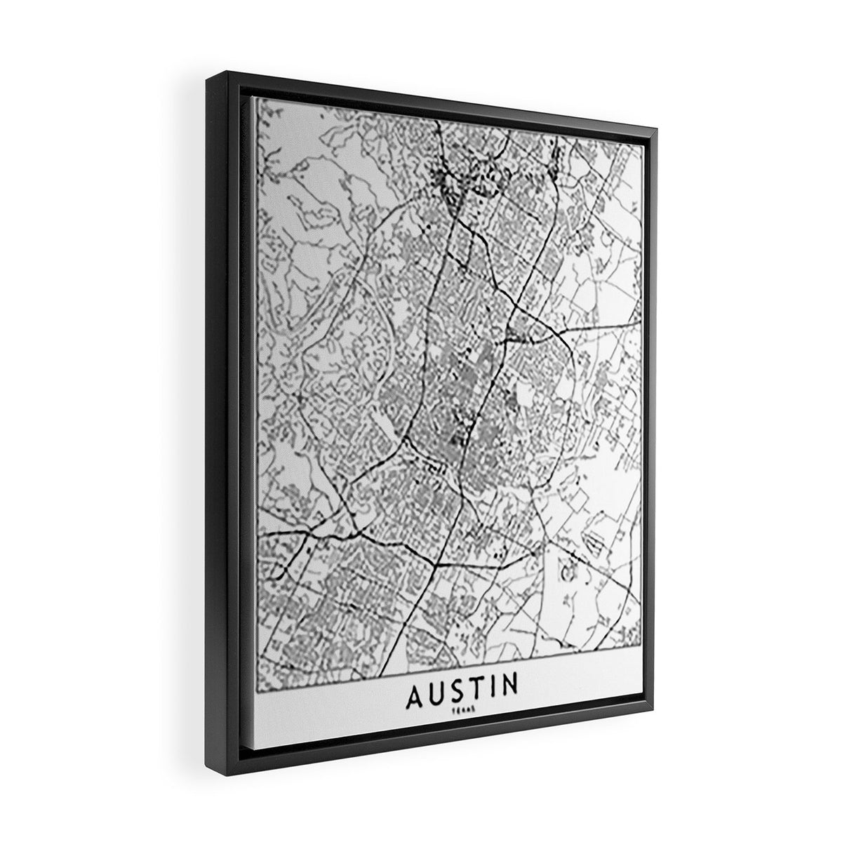 Austin White Map Framed Canvas Print Gallery Image 2