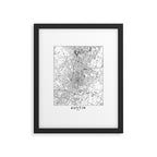 Austin White Map Framed Art Print Gallery Image 5