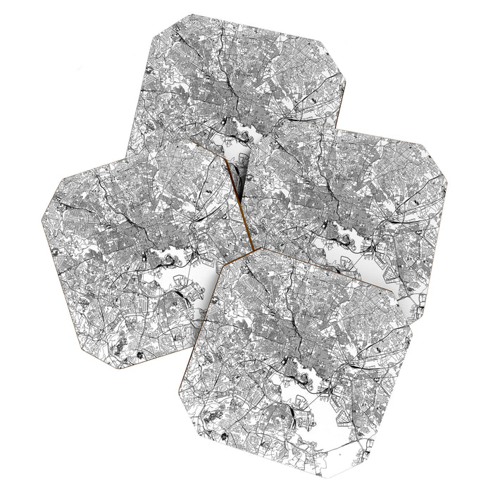 Baltimore White Map Coaster Gallery Image 1