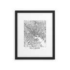 Baltimore White Map Framed Art Print Gallery Image 6