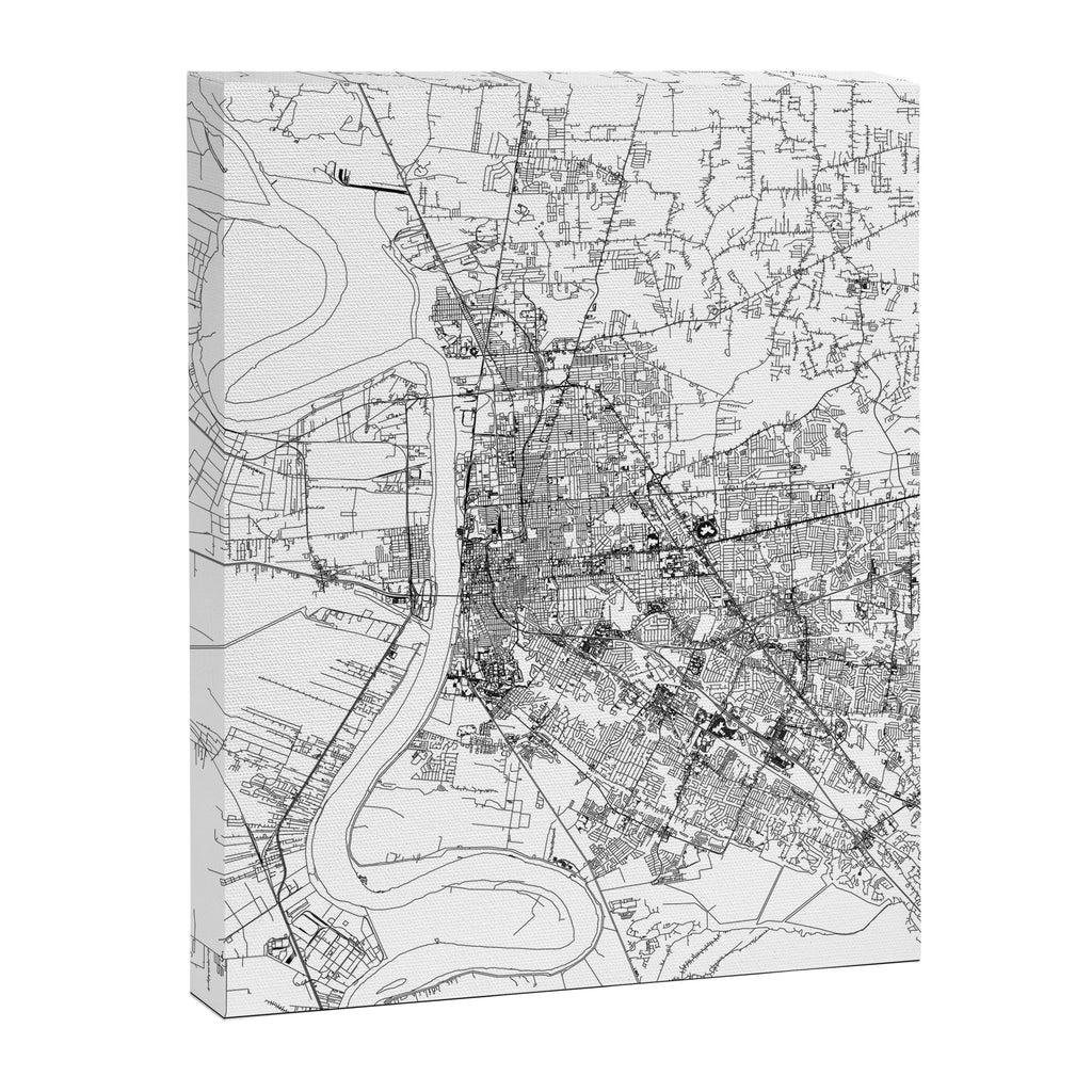 Baton Rouge White Map Canvas Print Gallery Image 6