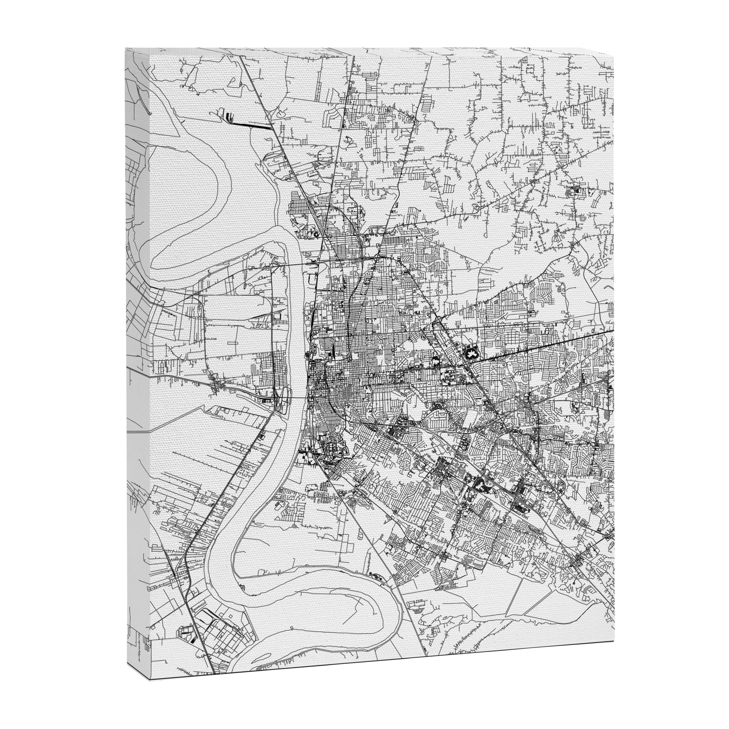 Baton Rouge White Map Canvas Print Gallery Image 6