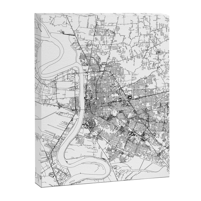 Baton Rouge White Map Canvas Print Gallery Image 1