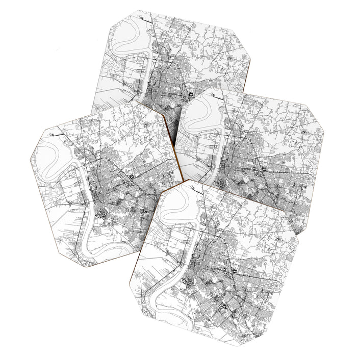 Baton Rouge White Map Coaster Gallery Image 1
