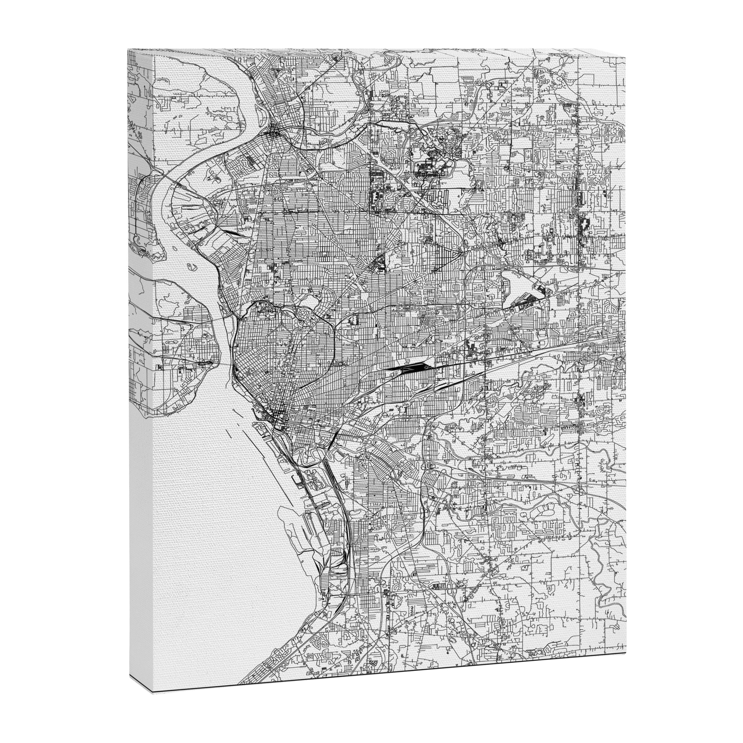 Buffalo White Map Canvas Print Gallery Image 6