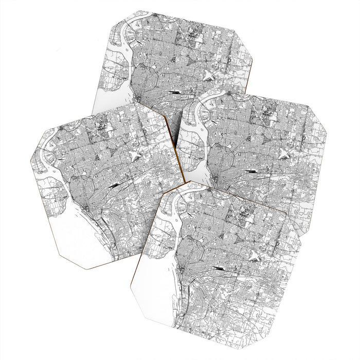 Buffalo White Map Coaster Gallery Image 1