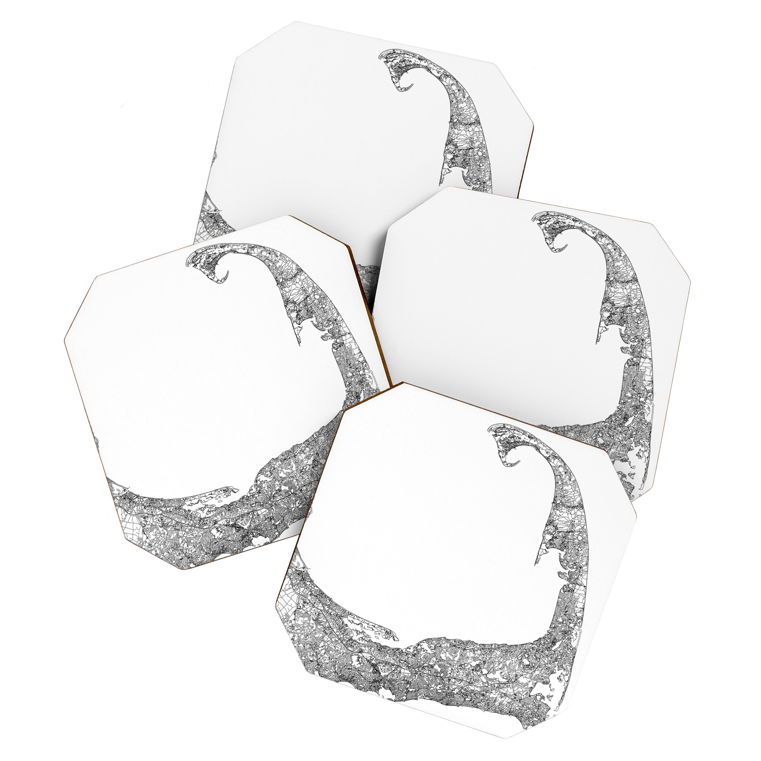 Cape Cod White Map Coaster Gallery Image 1