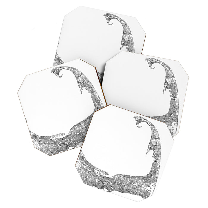 Cape Cod White Map Coaster Gallery Image 1