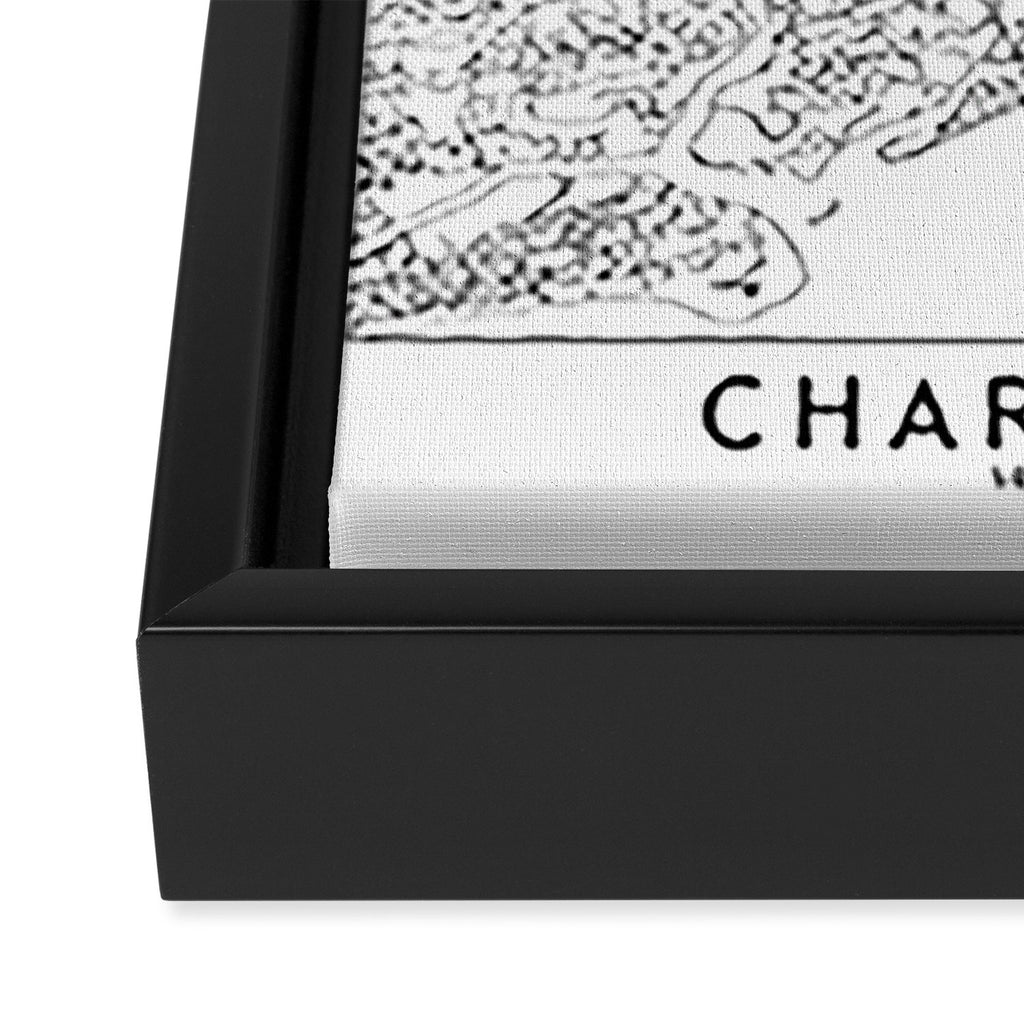Charleston White Map Framed Canvas Print Gallery Image 3