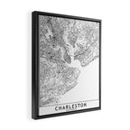 Charleston White Map Framed Canvas Print Gallery Image 2