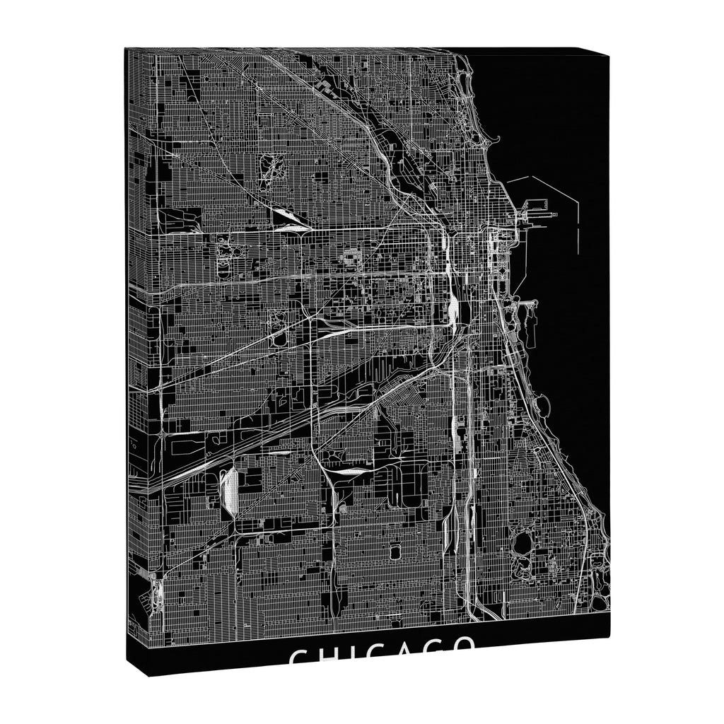 Chicago Black Map Canvas Print Gallery Image 6