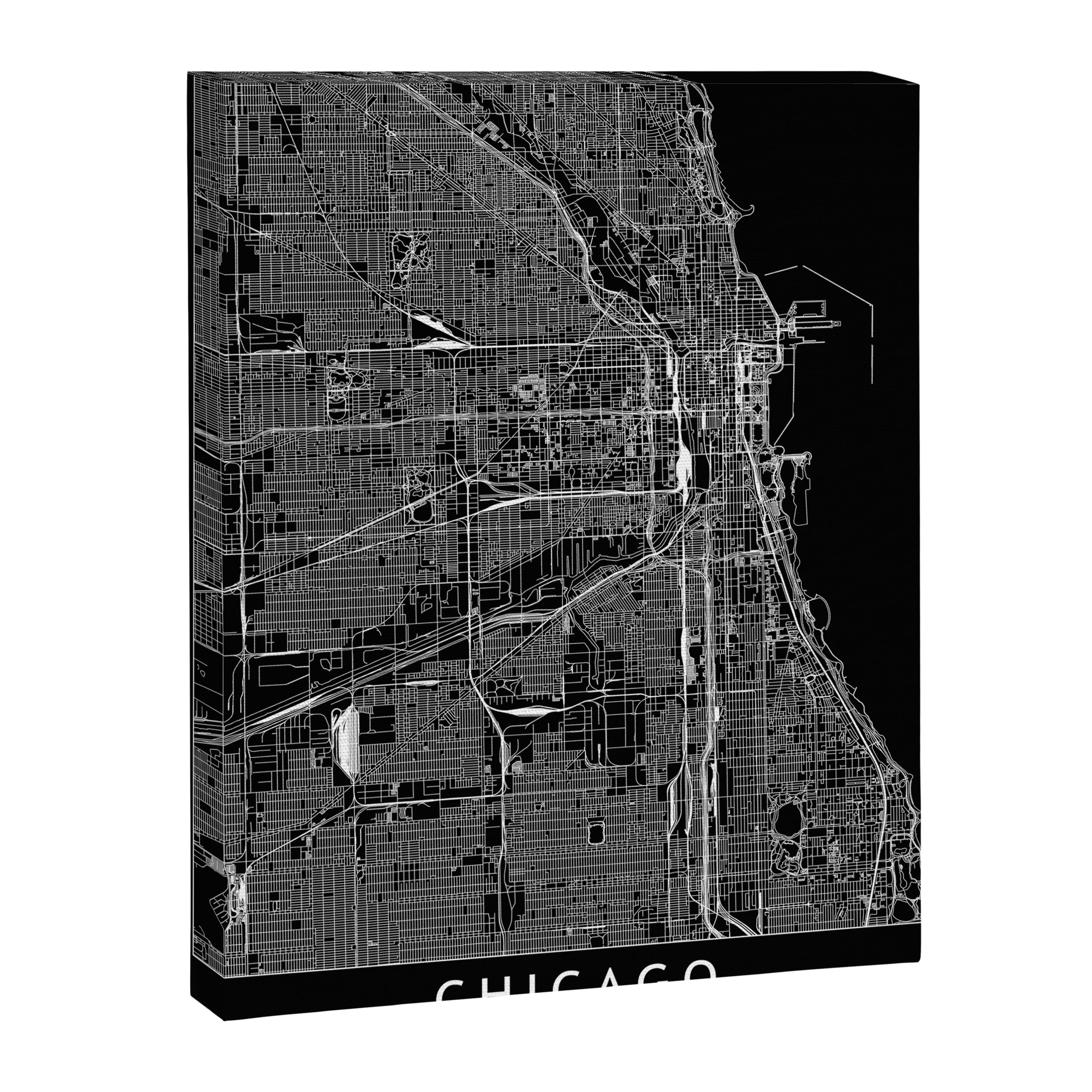 Chicago Black Map Canvas Print Gallery Image 6