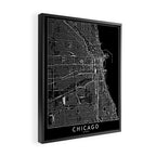 Chicago Black Map Framed Canvas Print Gallery Image 2