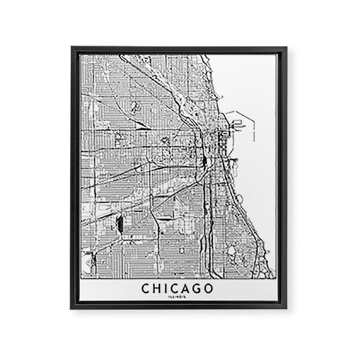 Chicago Map Framed Canvas Print Gallery Image 1