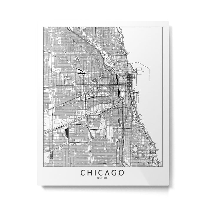 Chicago Map Metal Print Gallery Image 1