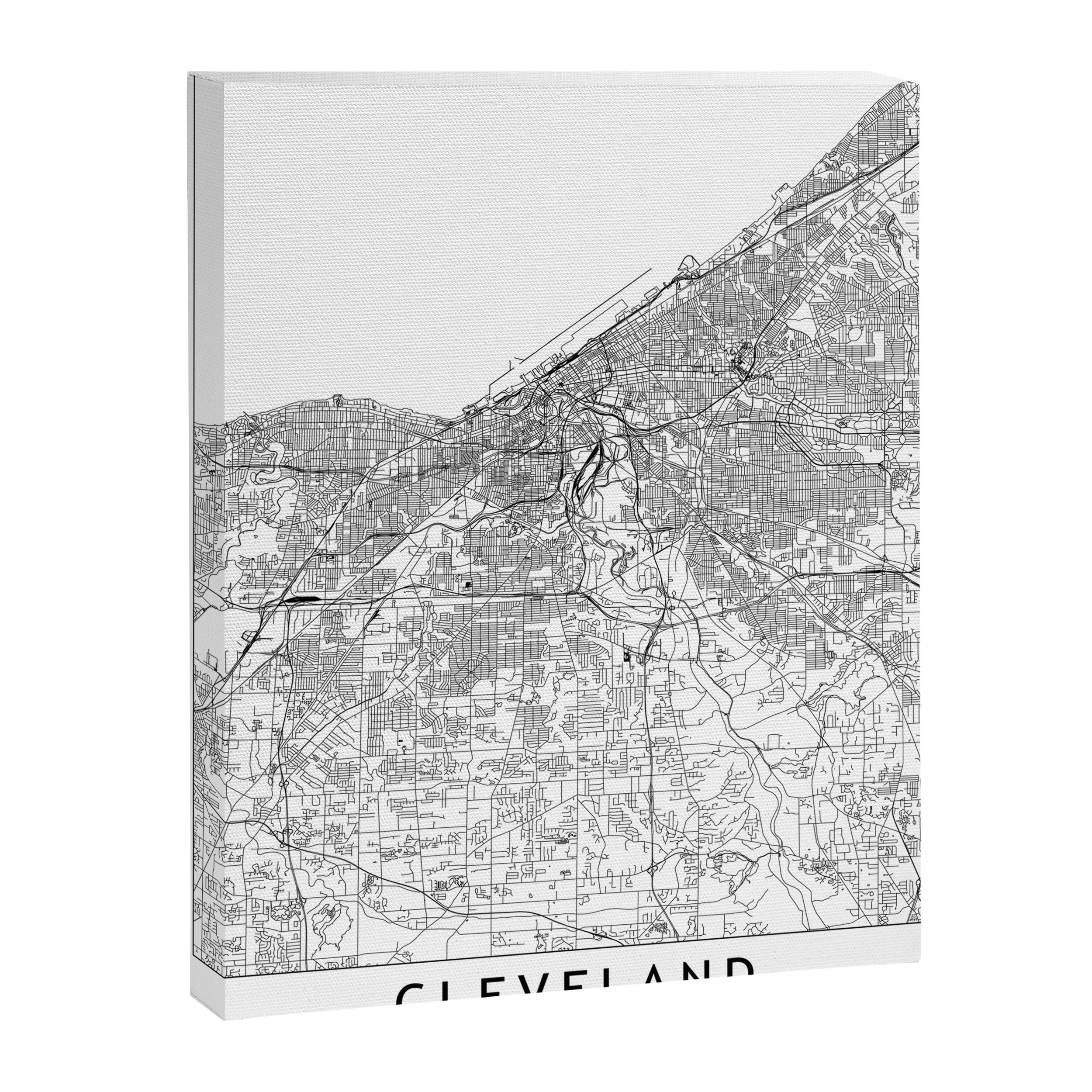Cleveland White Map Canvas Print Gallery Image 6