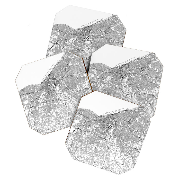 Cleveland White Map Coaster Gallery Image 1