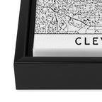 Cleveland White Map Framed Canvas Print Gallery Image 3
