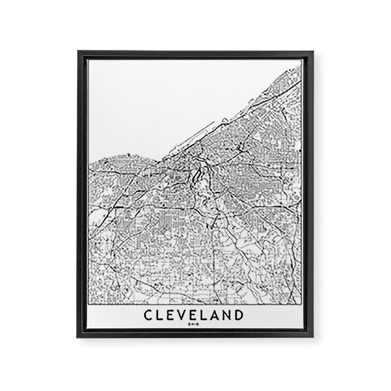 Cleveland White Map Framed Canvas Print Gallery Image 6